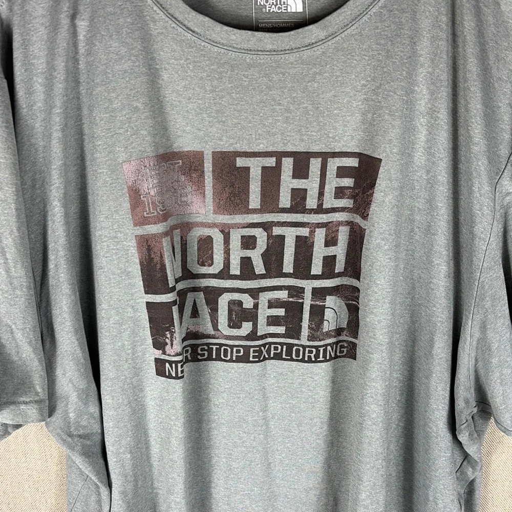 The North Face Gray Blue Short Sleeve Tee Casual Crew Neck XXL